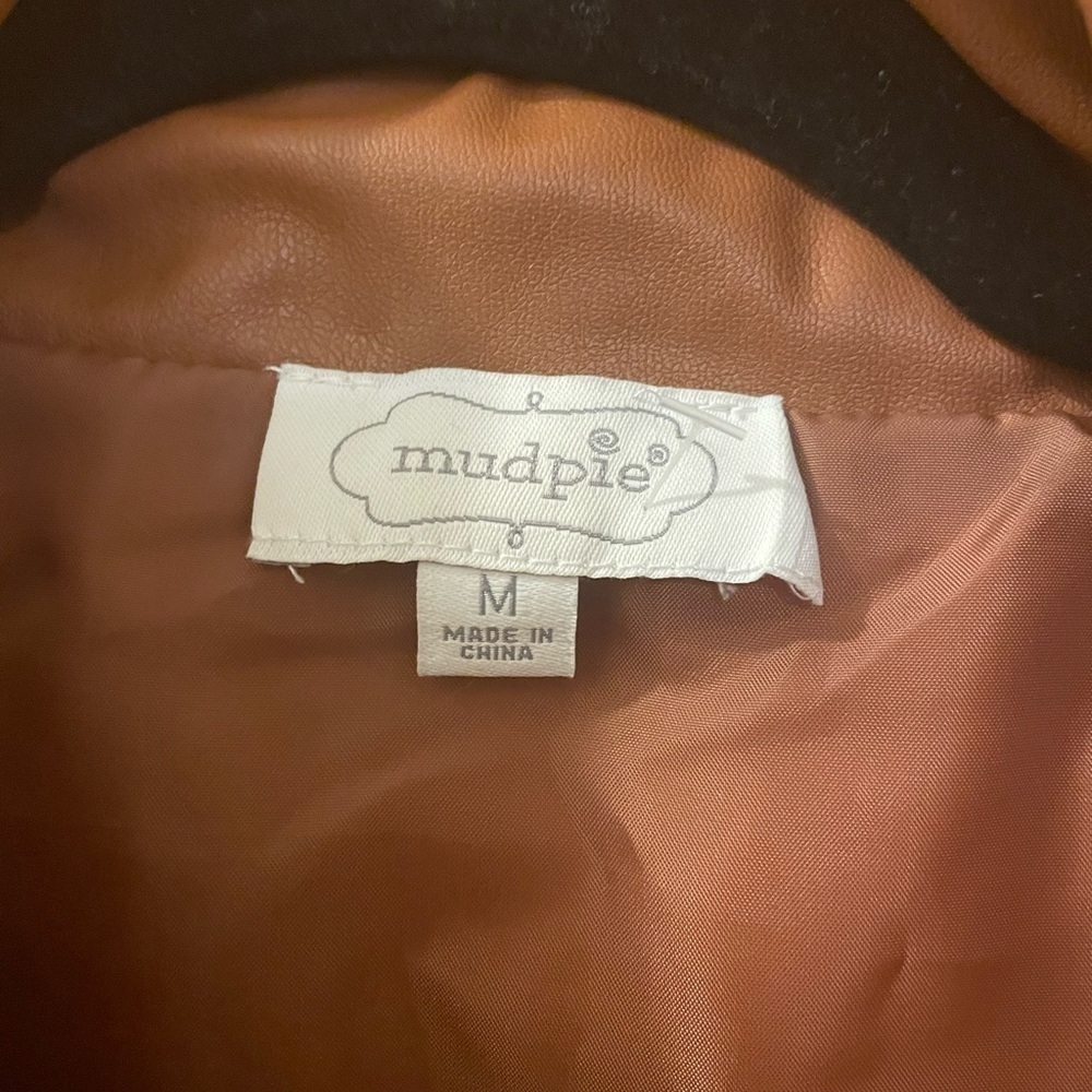 Mud Pie Puffer Faux Leather Vest, Size M, Chocolate Brown Popular Color - Picture 6 of 9